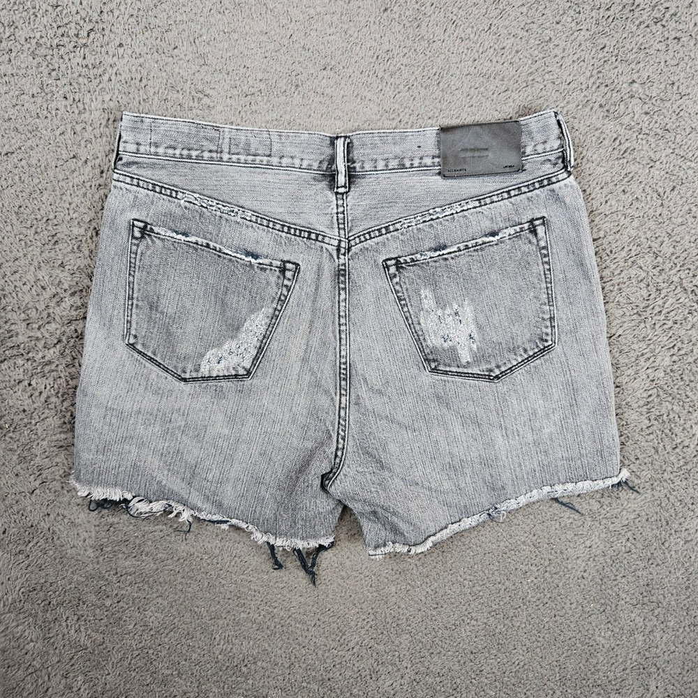 AllSaints Carson Boyfit Shorts Gray Distressed Denim Cut‎ Off Womens Size 31 - Picture 7 of 8